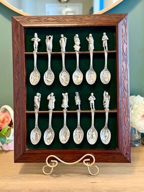 Fairy Tale Era ✨ 1980 Franklin Mint Andersen Spoon Collection Shadow Box Set 12